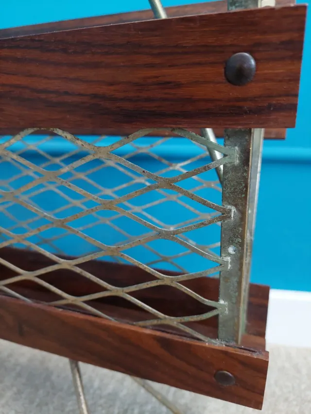 Portariviste vintage anni '60 legno e metallo