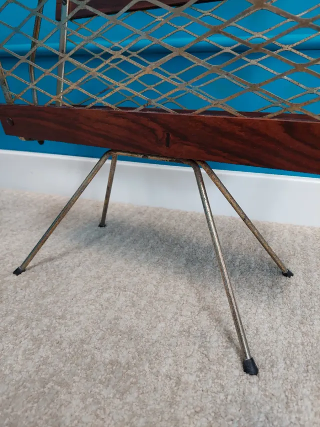 Portariviste vintage anni '60 legno e metallo