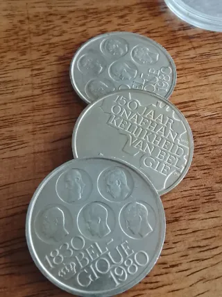 3 Monedas Belgas Plata 1830-1980