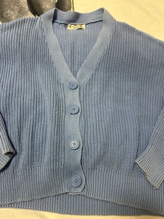 Chaqueta azul de punto Oversize