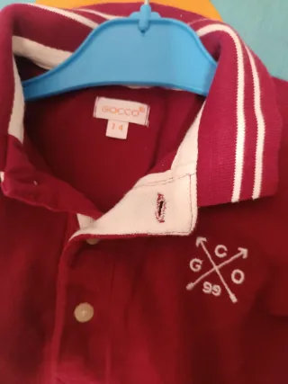 Polo Gocco niño manga larga T3-4 burdeos 100% algo