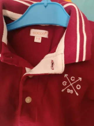 Polo Gocco niño manga larga T3-4 burdeos 100% algo