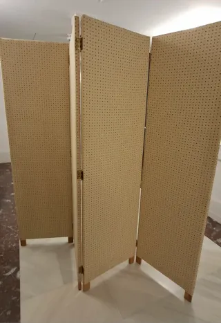 4 Biombos Tela Crema y Beige