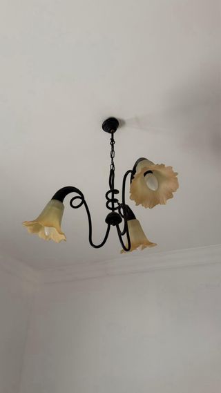 Lámpara de techo de cristal y metal