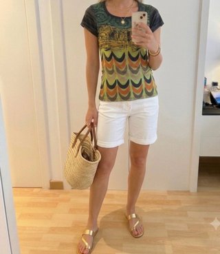 Camiseta mujer 100% algodón con estampado colorido