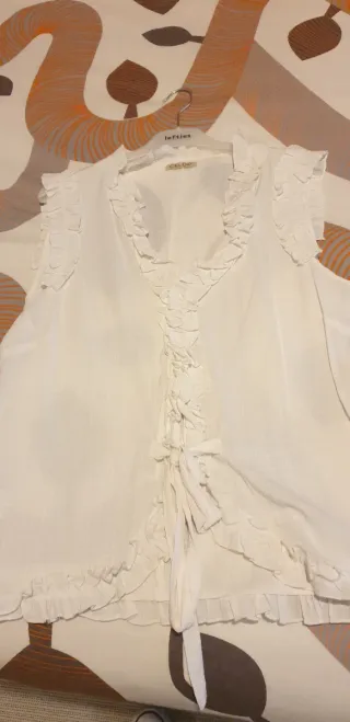 Blusa blanca mujer volantes CELOP