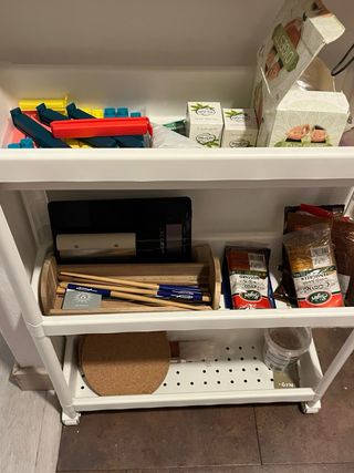 Carrito auxiliar Ikea madera y plástico