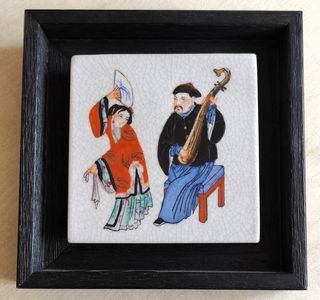 Cuadro Cerámica Oriental Marco Madera