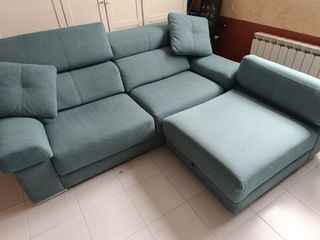 Sofá chaise longue color azul verdoso