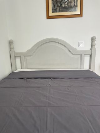 Cabecero vintage madera maciza 135/150 gris