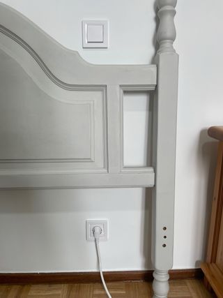 Cabecero vintage madera maciza 135/150 gris