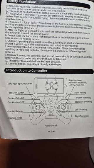 Dron plegable con cámara, mando y funda como nuevo