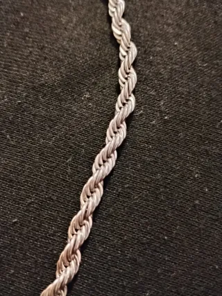 Collar de acero plateado estilo cadena tipo cordón