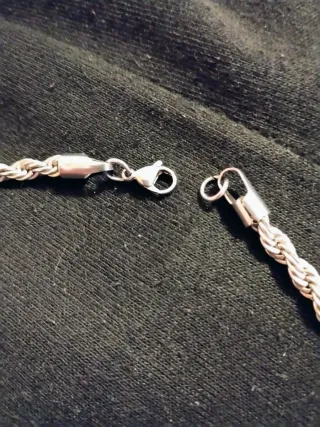 Collar de acero plateado estilo cadena tipo cordón