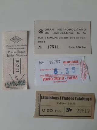 Lote Billetes Transporte Colección Metro Barcelona