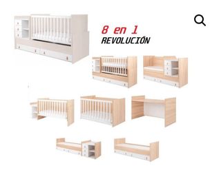 Cuna madera multifuncional con colchon nuevo