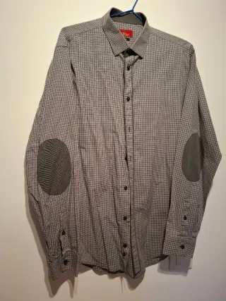 Camisa Massimo Dutti cuadros gris/marrón Talla L