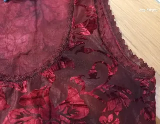 Camiseta semitransparente de terciopelo y encaje.