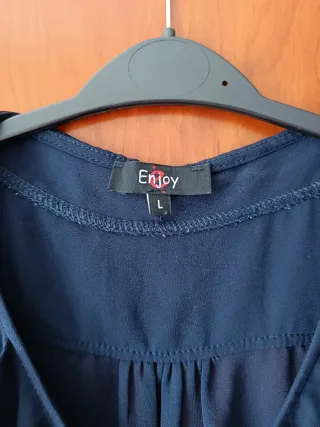 Blusa Enjoy sin mangas volantes azul Talla L