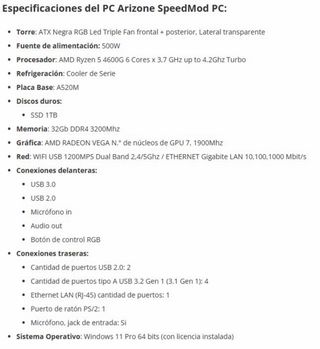 Ordenador de sobremesa completo