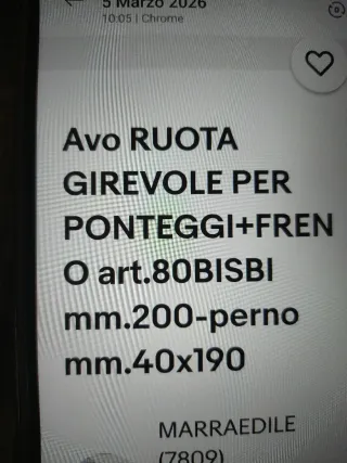 4 Ruote Girevoli Avo per Ponteggi