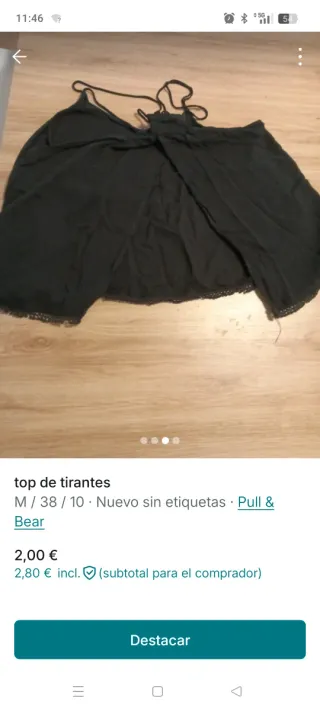 Top tirantes Pull & Bear negro talla M