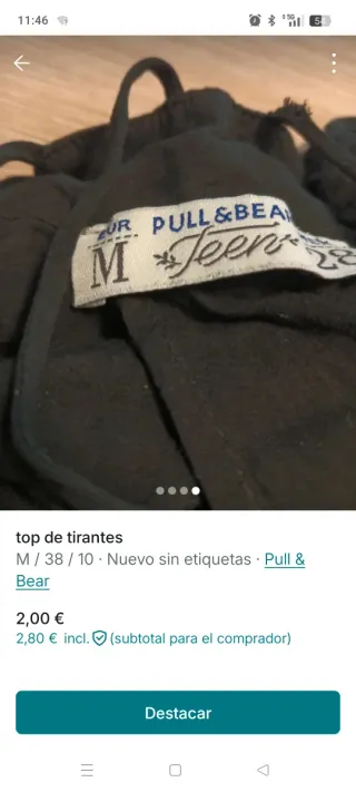 Top tirantes Pull & Bear negro talla M