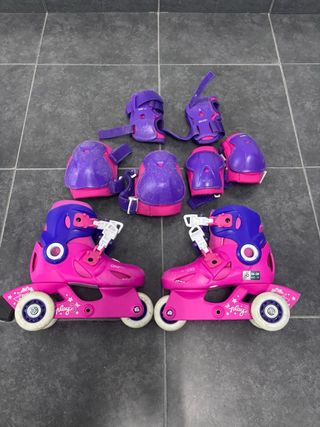 Patines niña talla 28 rosa + protecciones