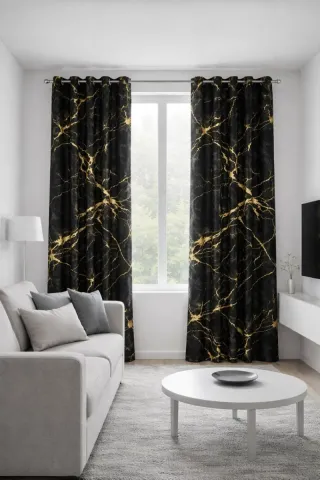 Coppia Tende 140x280 - Nero e Oro