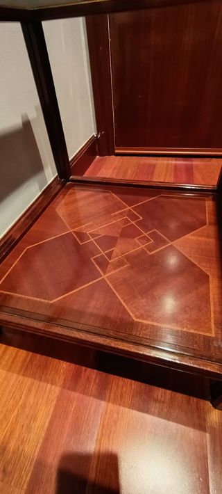 Mesitas auxiliares clasicas madera y cristal