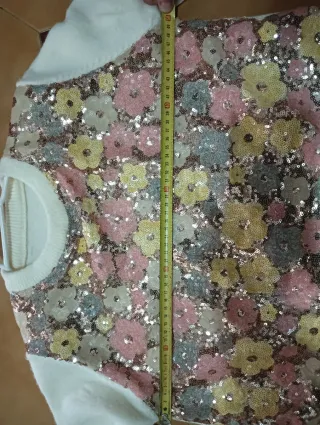 Jersey mujer lentejuelas flores talla única