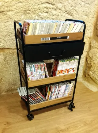 Carrito Estantería Metálico y Madera