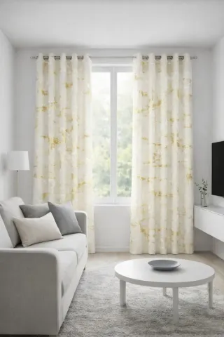 Coppia Tende 140x280 Oro e Bianco