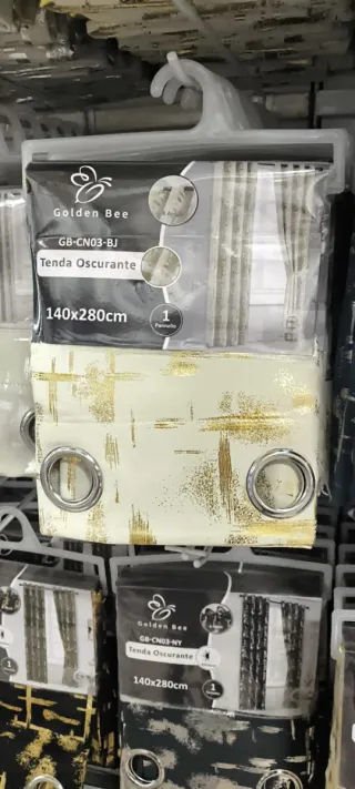 Coppia Tende 140x280 Oro e Bianco