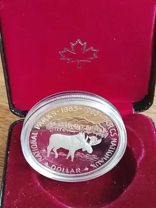 Moneda 1$ Plata Canadá 1985 Alce Elisabeth II
