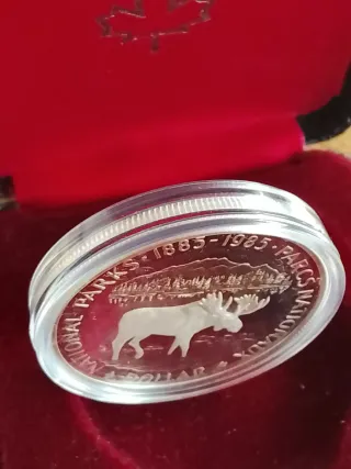 Moneda 1$ Plata Canadá 1985 Alce Elisabeth II