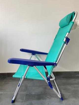 1x Silla de playa plegable turquesa