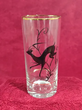 Set di 6 bicchieri decorati con cervi anni '50-'60