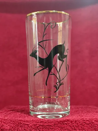 Set di 6 bicchieri decorati con cervi anni '50-'60