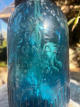 Sifón antiguo azul Buenos Aires tapa original
