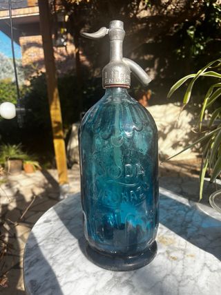 Sifón antiguo azul Buenos Aires tapa original