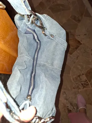 Borsa shopping in vero camoscio blu