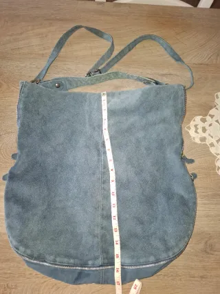 Borsa shopping in vero camoscio blu