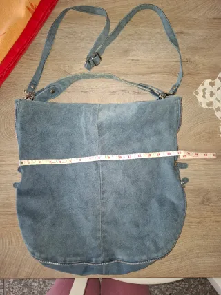 Borsa shopping in vero camoscio blu