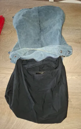 Borsa shopping in vero camoscio blu