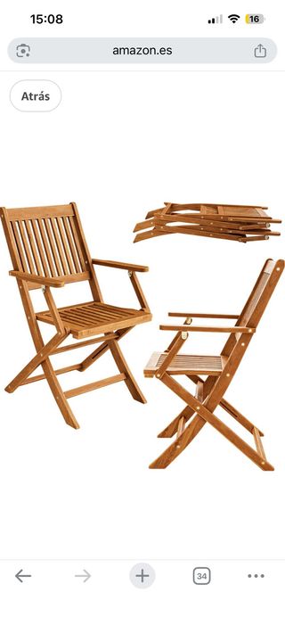 Conjunto de mesa y dos sillas plegables de madera