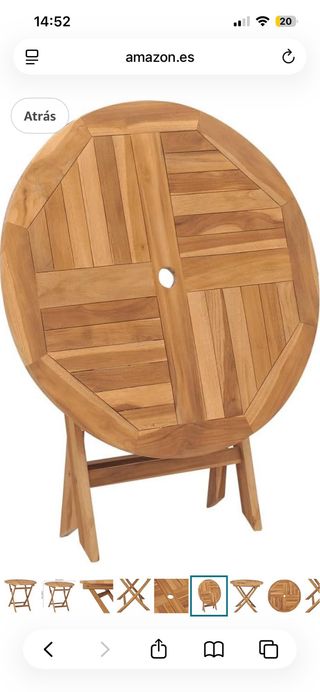 Conjunto de mesa y dos sillas plegables de madera