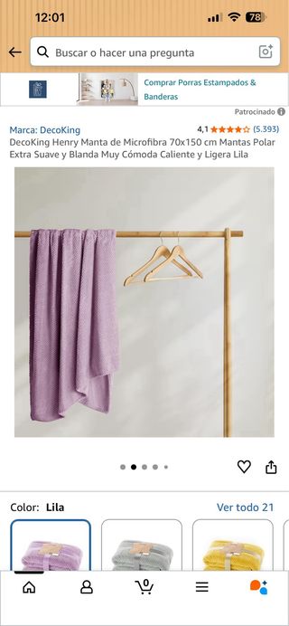 Manta Microfibra DecoKing Henry 70x150cm Lila