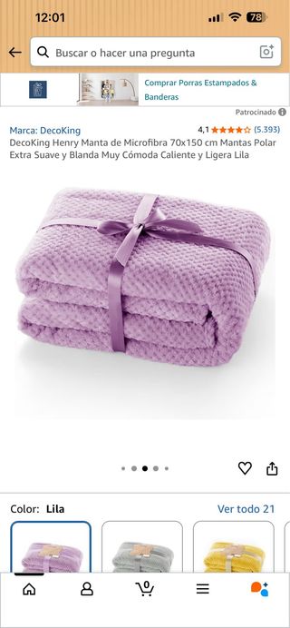 Manta Microfibra DecoKing Henry 70x150cm Lila