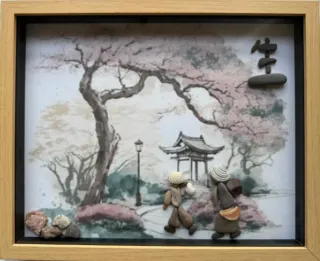 Cuadro Arte " O PEBBLE ART" , arte con piedras.